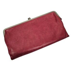 HOBO The Original Lauren Pink Leather Double Kiss Lock Clutch Wallet